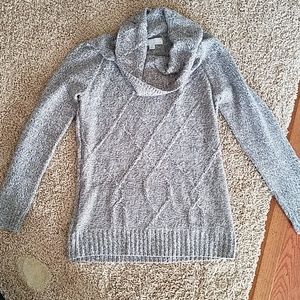 Gray Knit Cowlneck Sweater